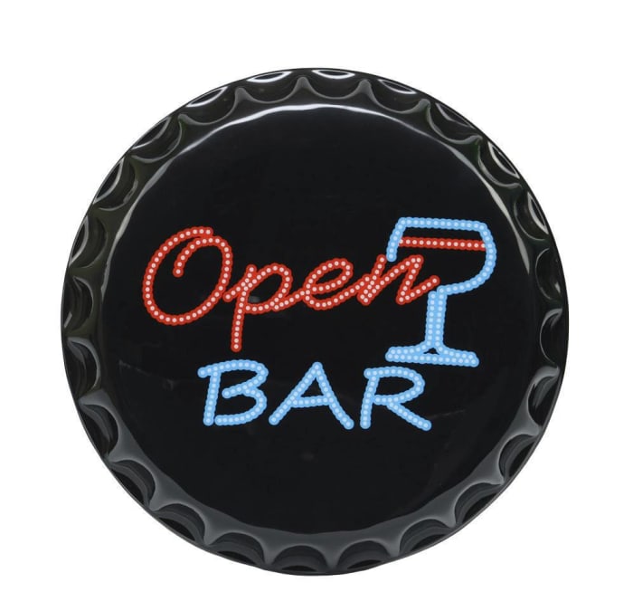 Luminoso Led Estilo Tampa De Garrafa Cerveja Open Bar 40cm (big)